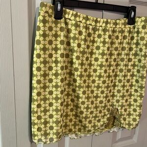Green flowered skirt